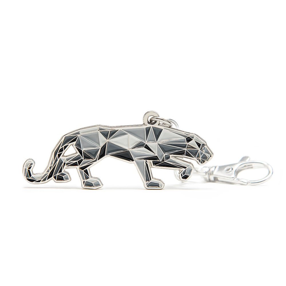 Geometric Panther Charm Keychain - hand painted